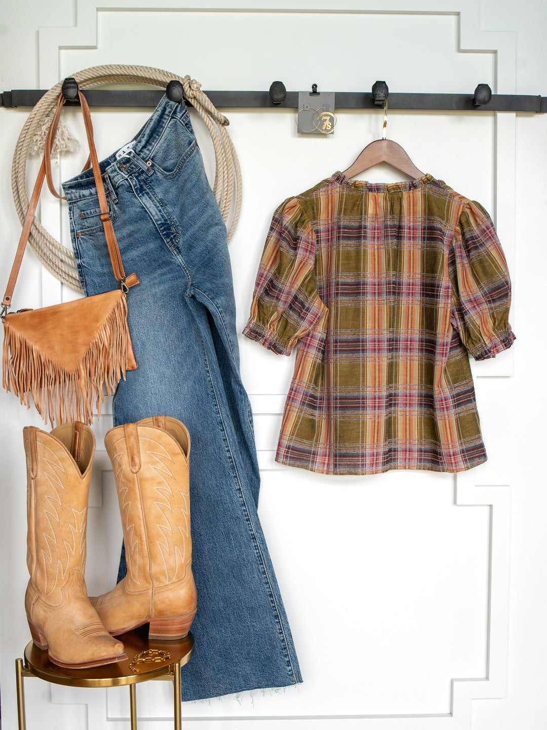 Nicoma Plaid Puff Sleeve Top