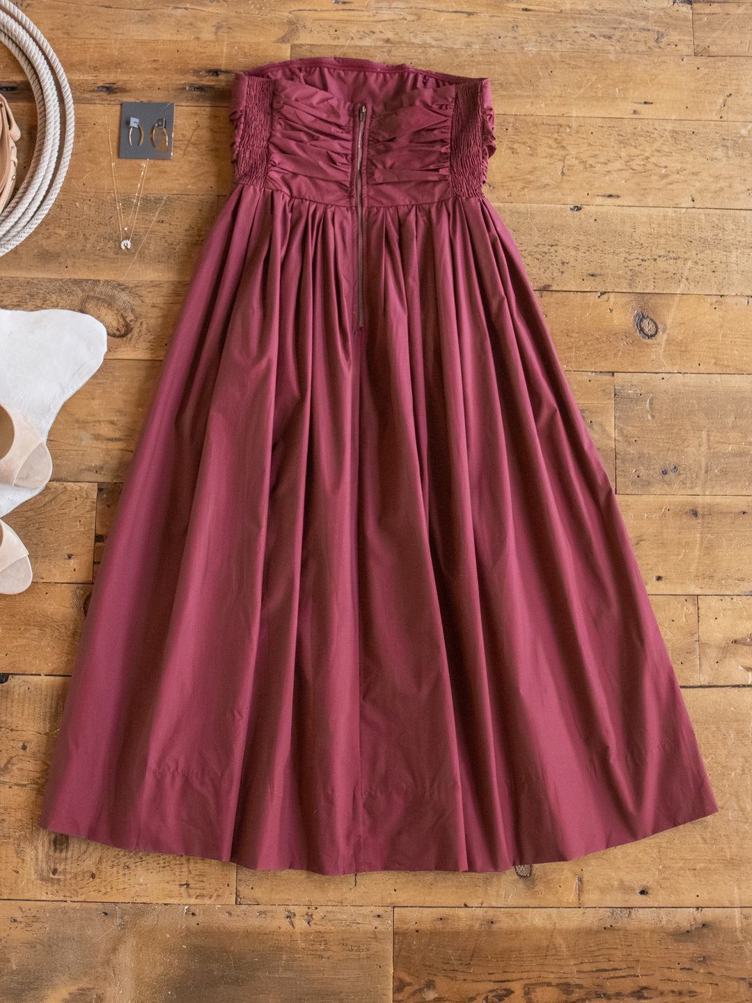 Lenora Wine Strapless Dress