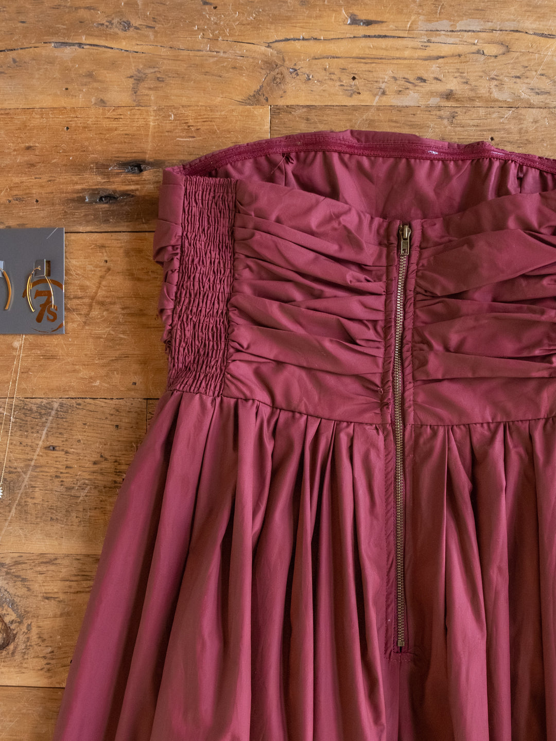 Lenora Wine Strapless Dress