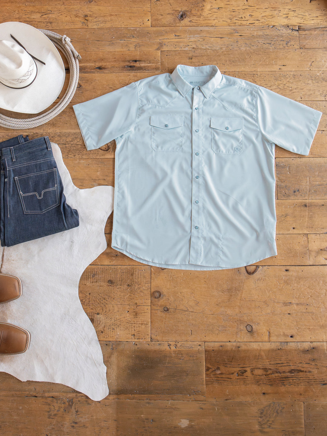Barlett Ariat Men's Light Seafoam Pearl Snap