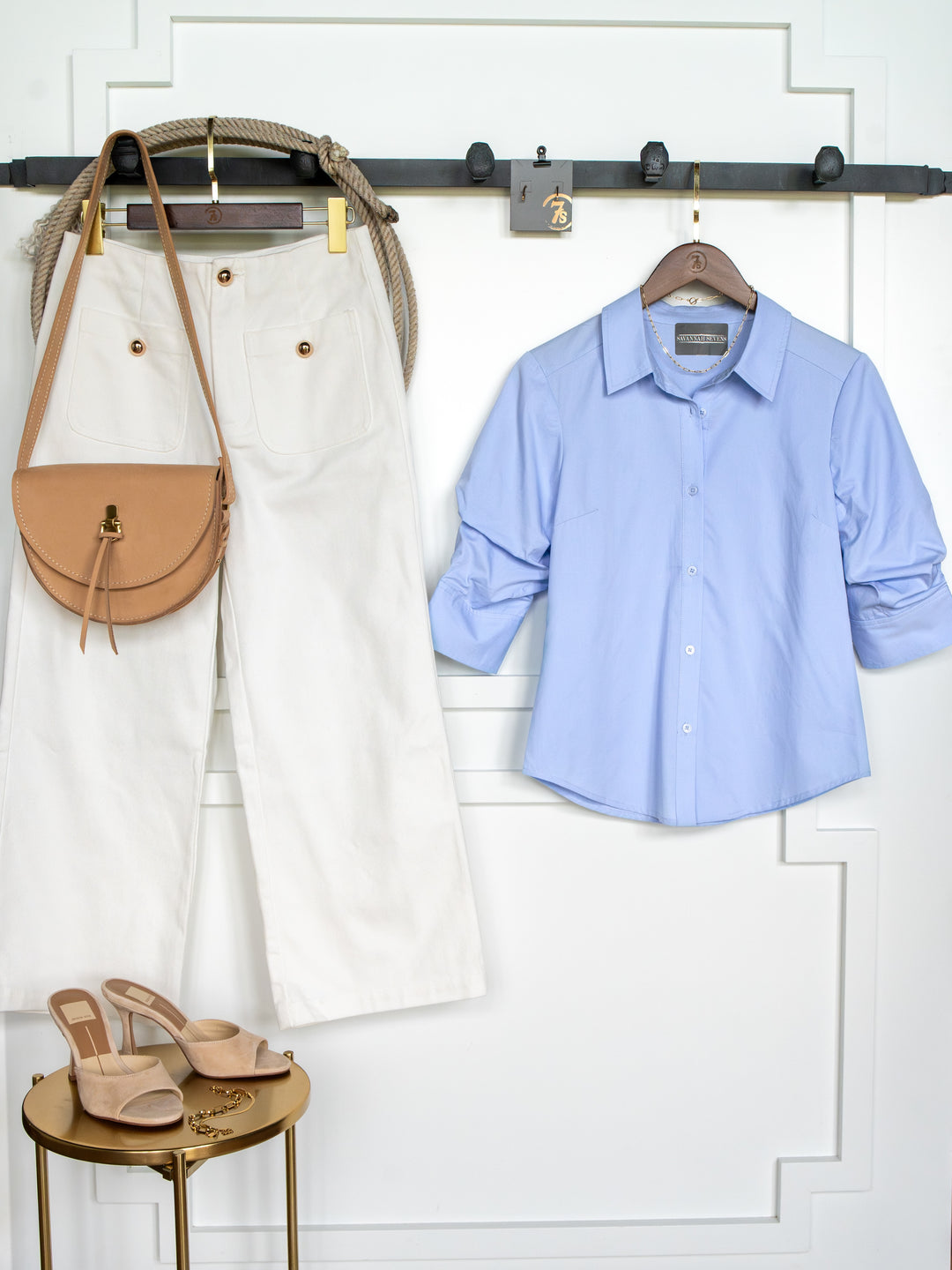 Marlow Blue Tencel Button Up Top