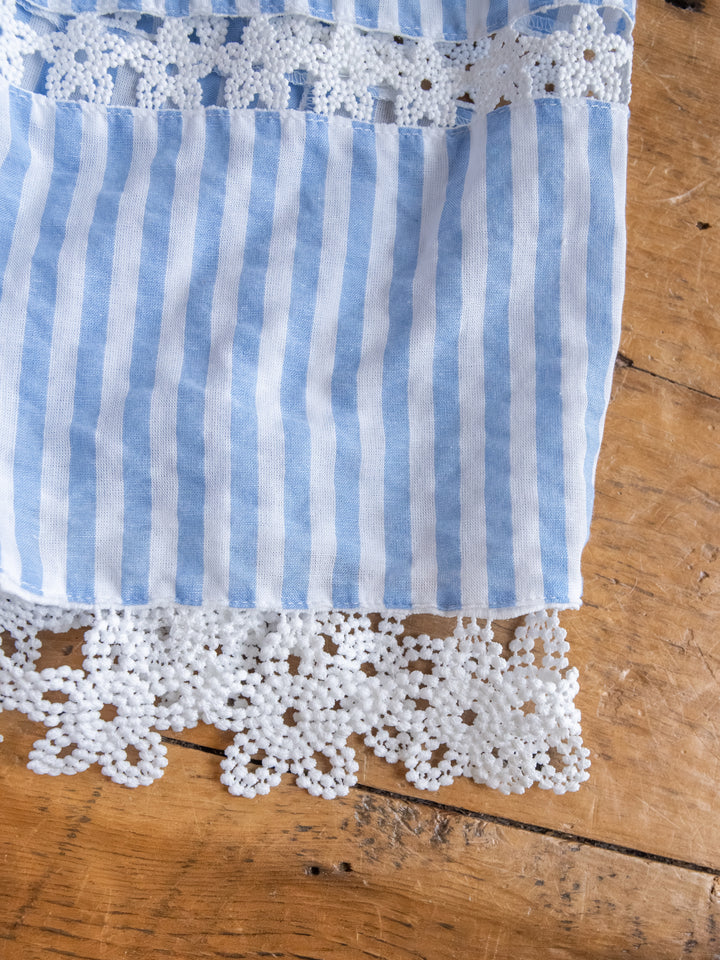 Lantana Blue Striped Shirred Dress