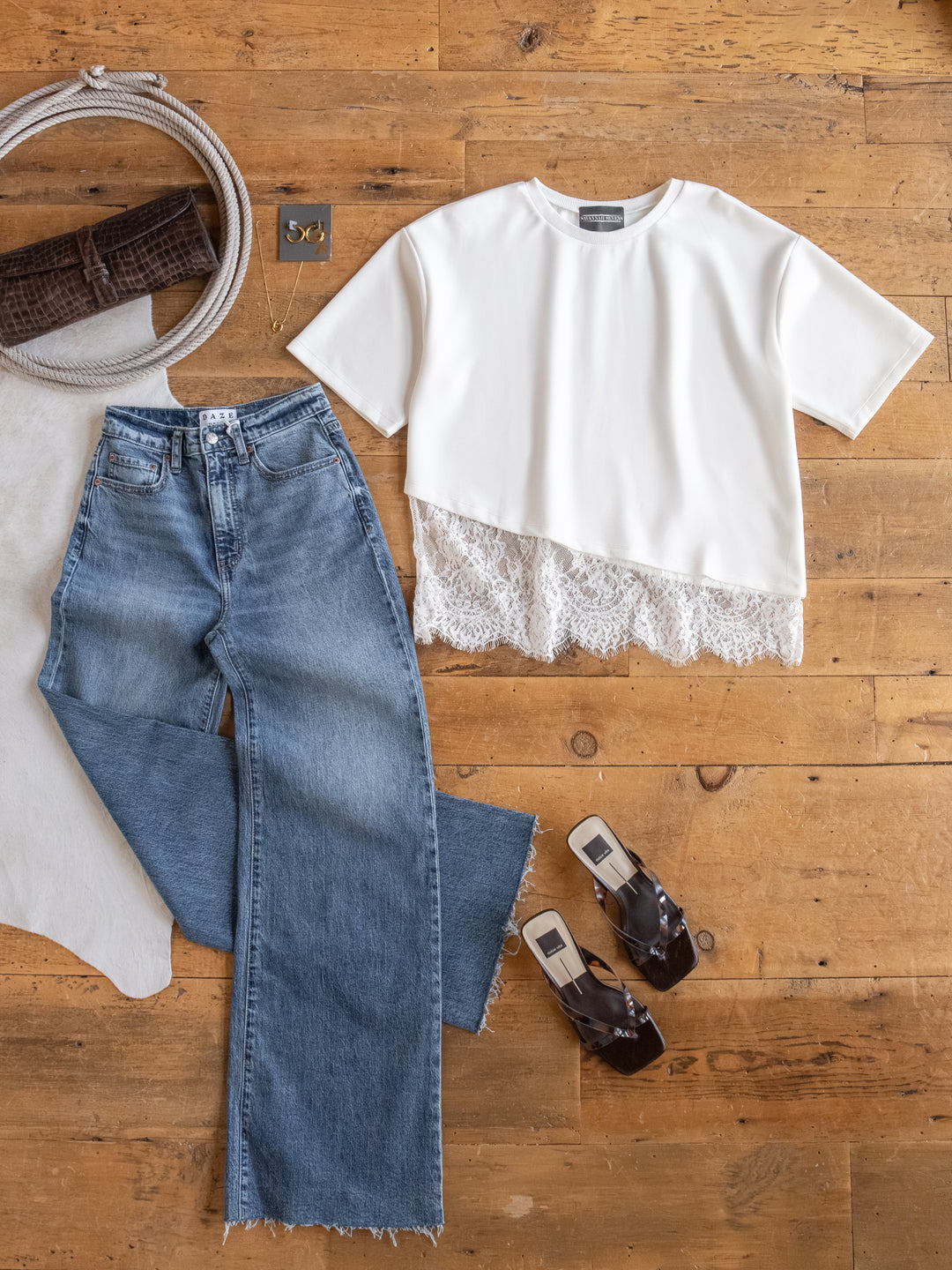Arivaca White Lace Hem Top