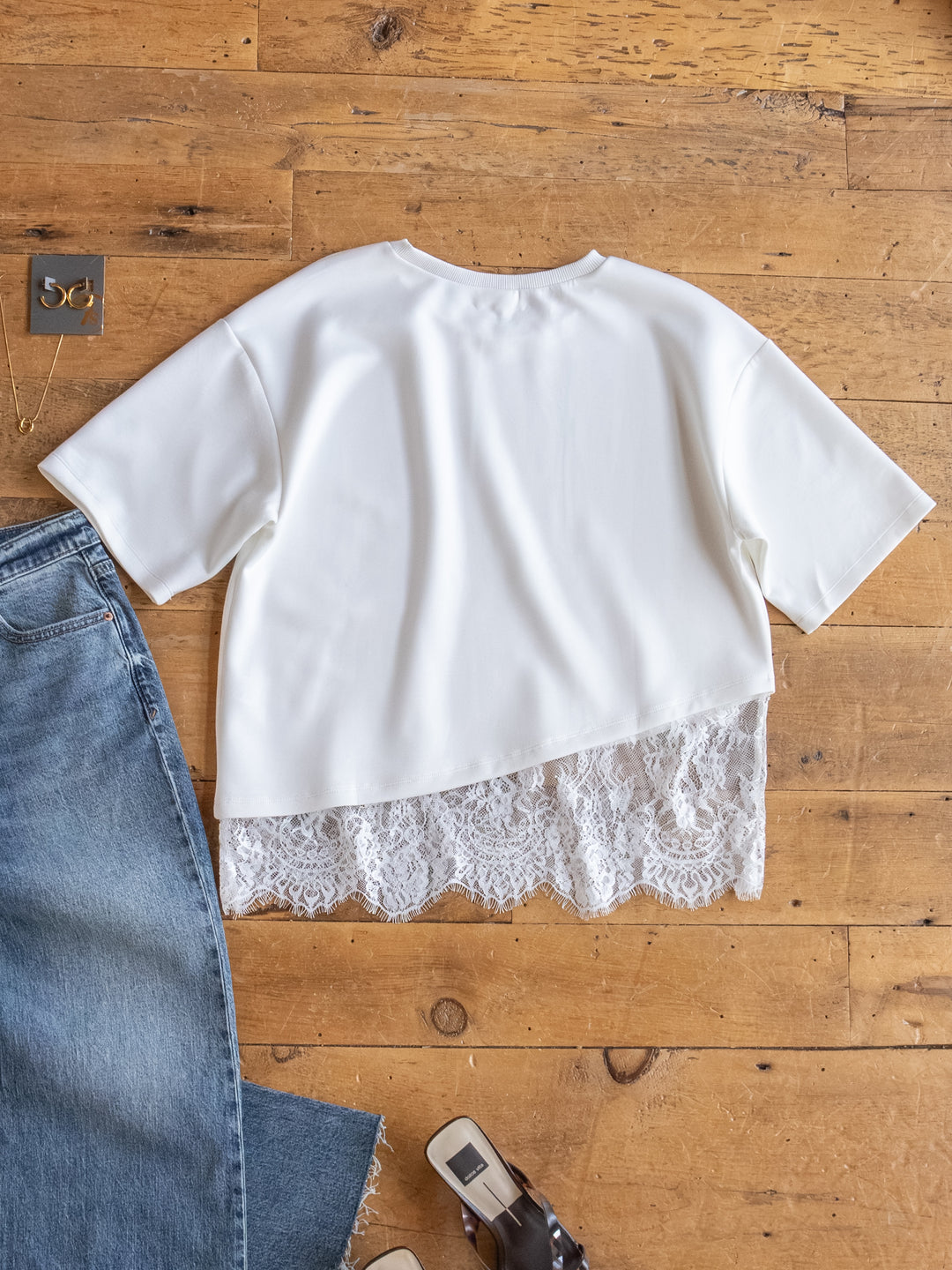 Arivaca White Lace Hem Top