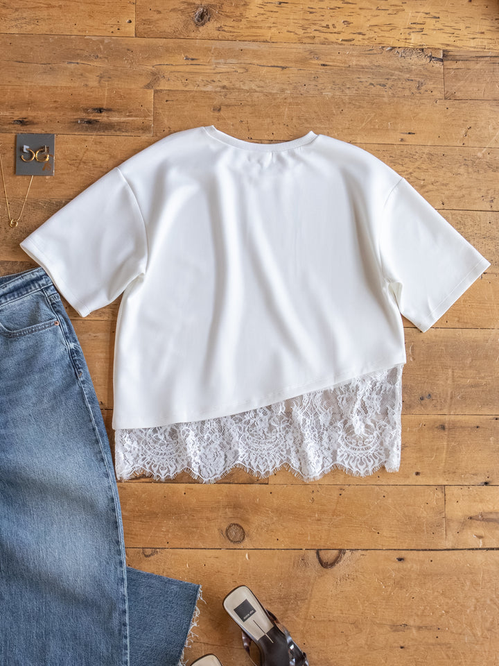 Arivaca White Lace Hem Top