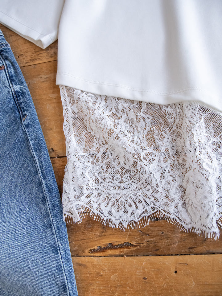 Arivaca White Lace Hem Top