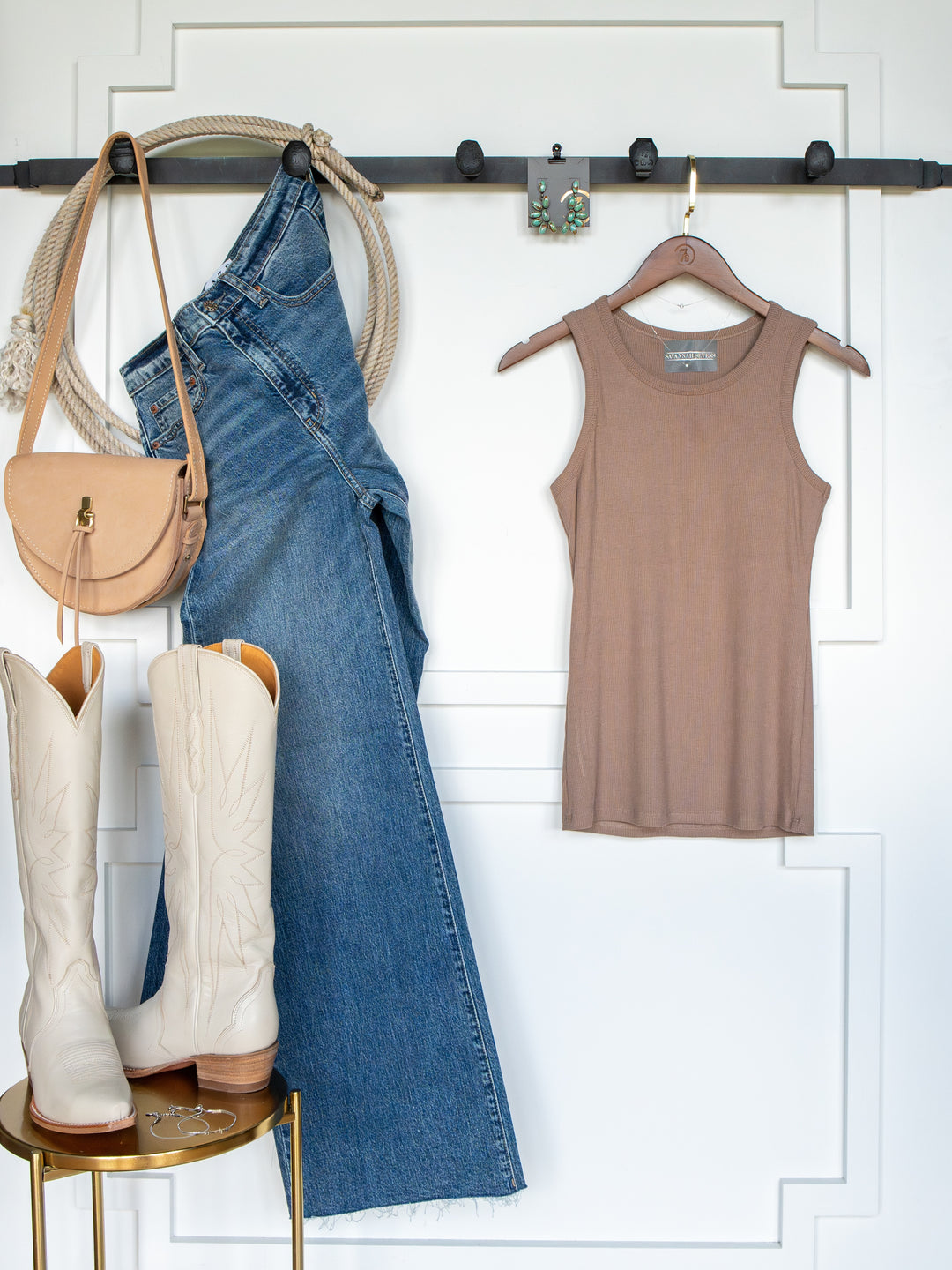 Cambria Mocha Ribbed Basic Tank