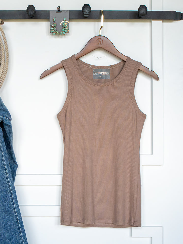 Cambria Mocha Ribbed Basic Tank