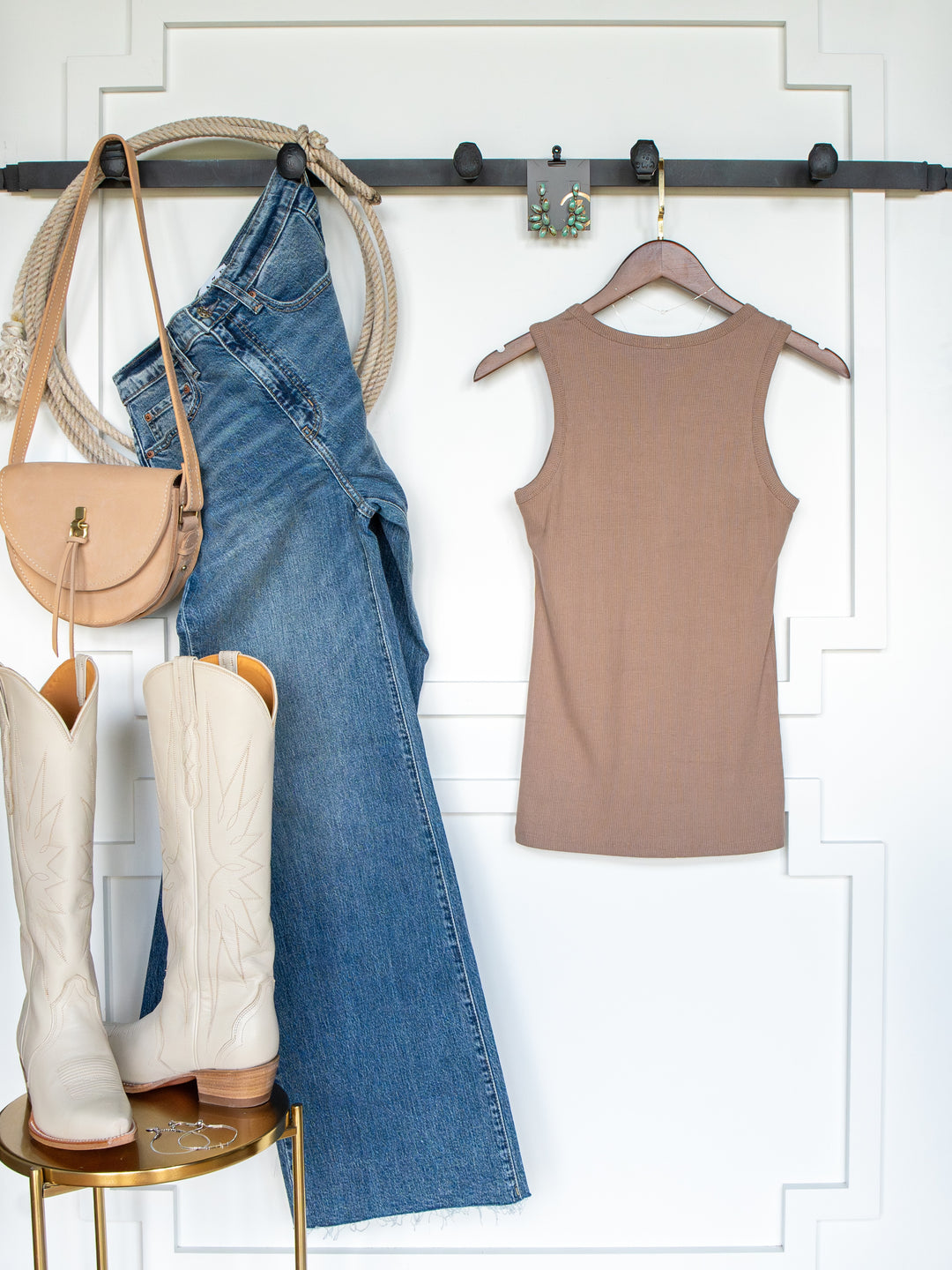Cambria Mocha Ribbed Basic Tank