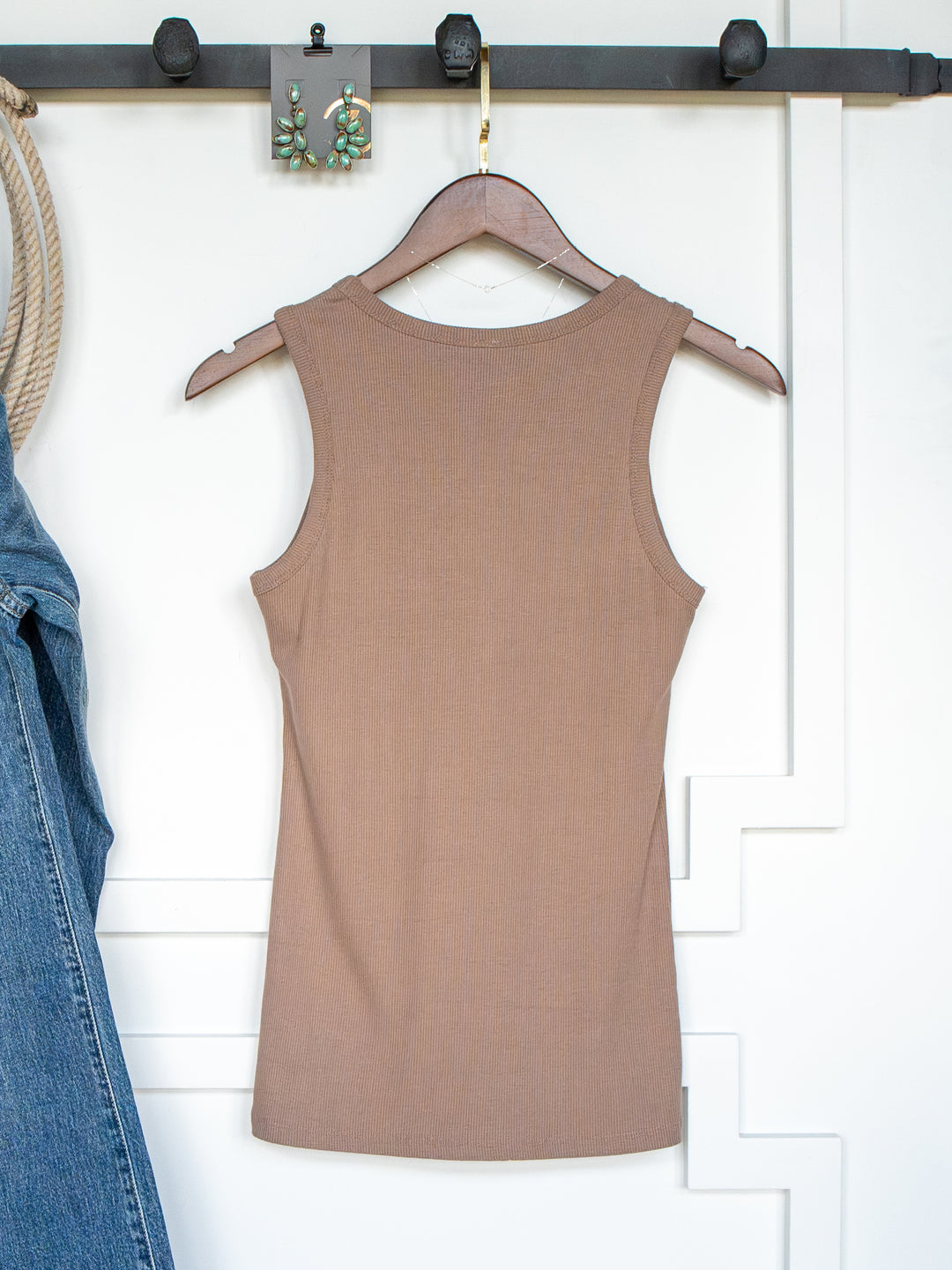 Cambria Mocha Ribbed Basic Tank