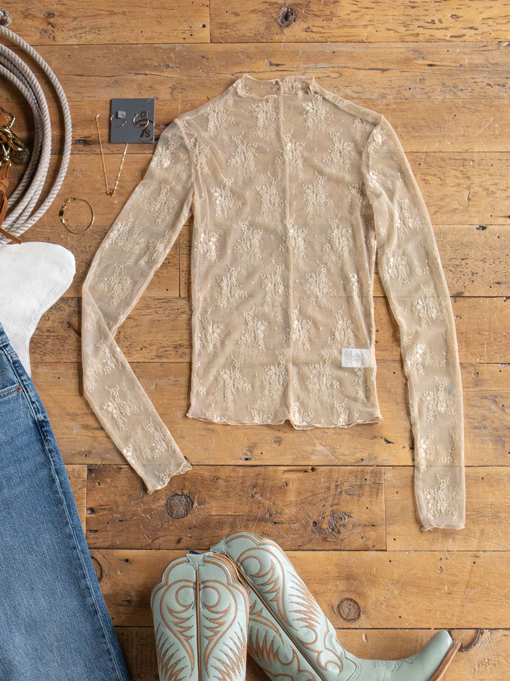 Safford Natural Lace Mesh Top