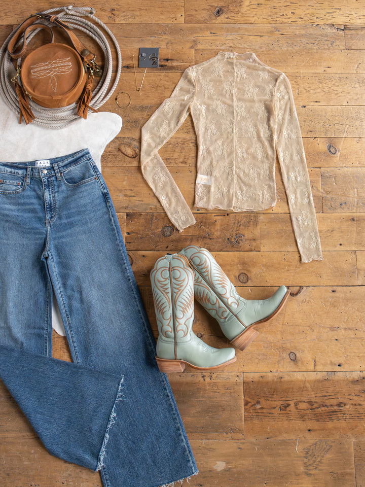 Safford Natural Lace Mesh Top