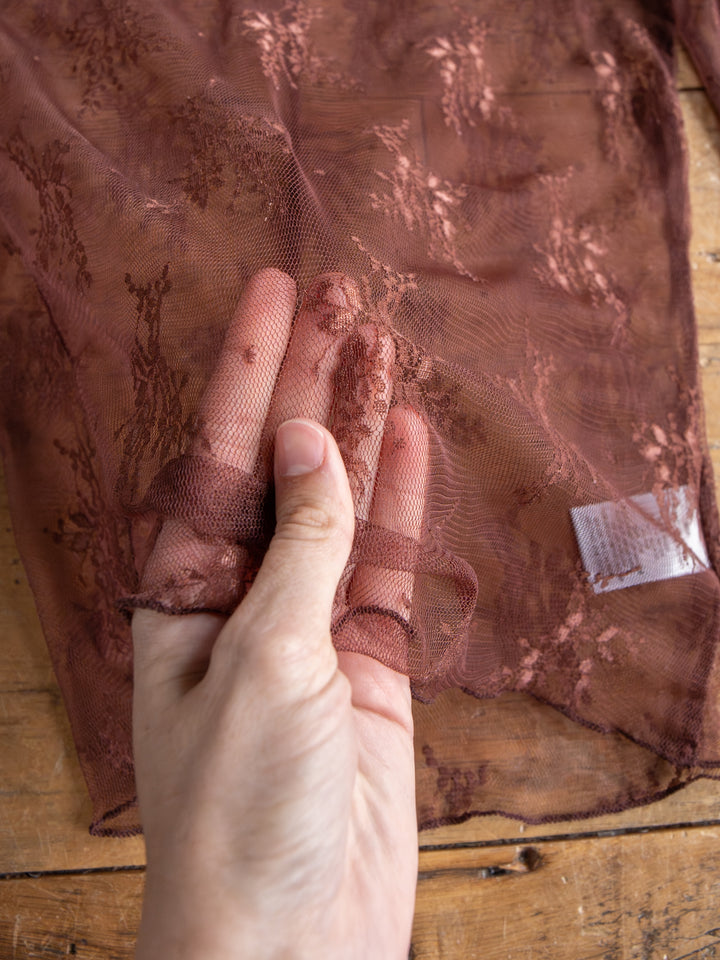 Safford Cocoa Lace Mesh Top