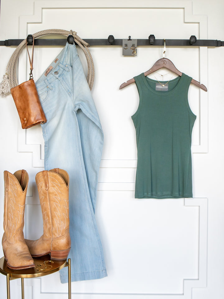 Cambria Blue Sage Ribbed Basic Tank