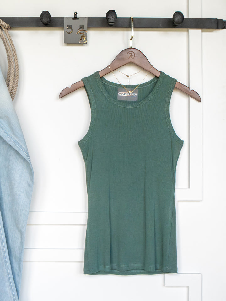 Cambria Blue Sage Ribbed Basic Tank