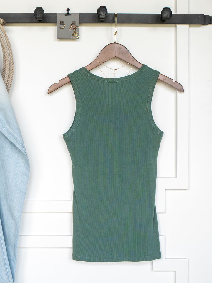 Cambria Blue Sage Ribbed Basic Tank