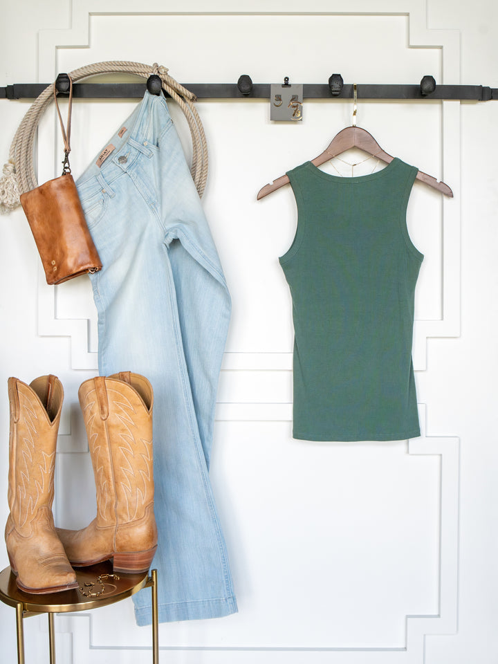 Cambria Blue Sage Ribbed Basic Tank