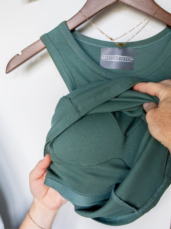 Cambria Blue Sage Ribbed Basic Tank