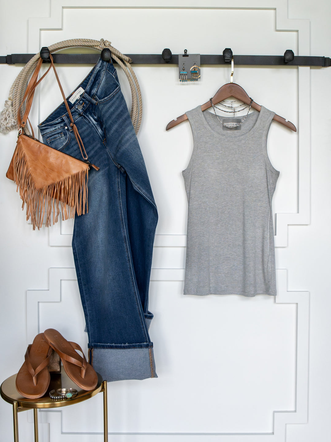 Cambria Grey Ribbed Basic Tank