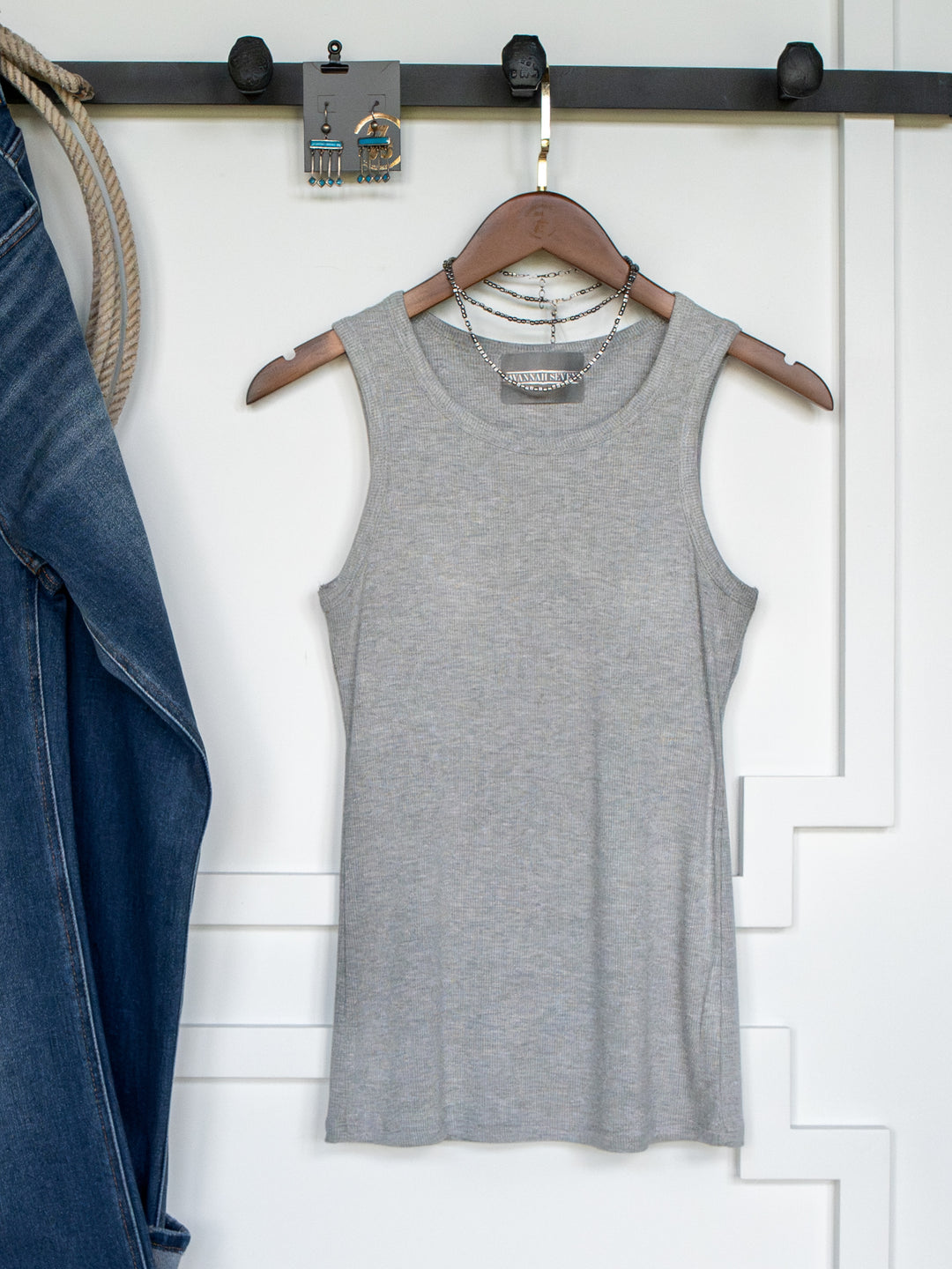 Cambria Grey Ribbed Basic Tank
