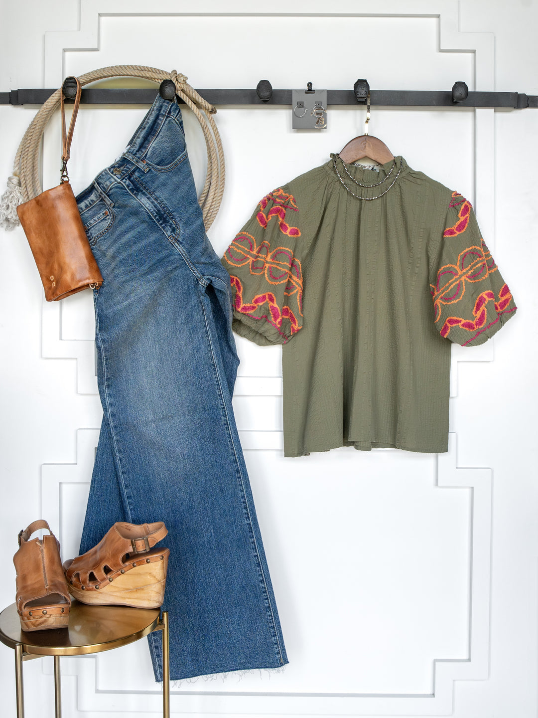 Cusick Olive Puff Sleeve Top