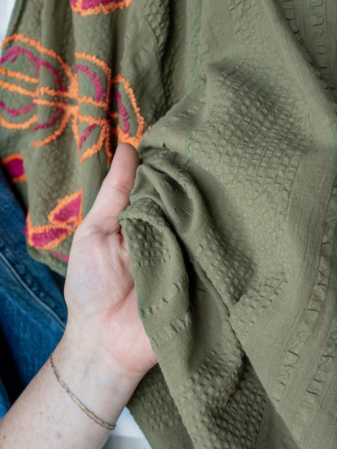 Cusick Olive Puff Sleeve Top