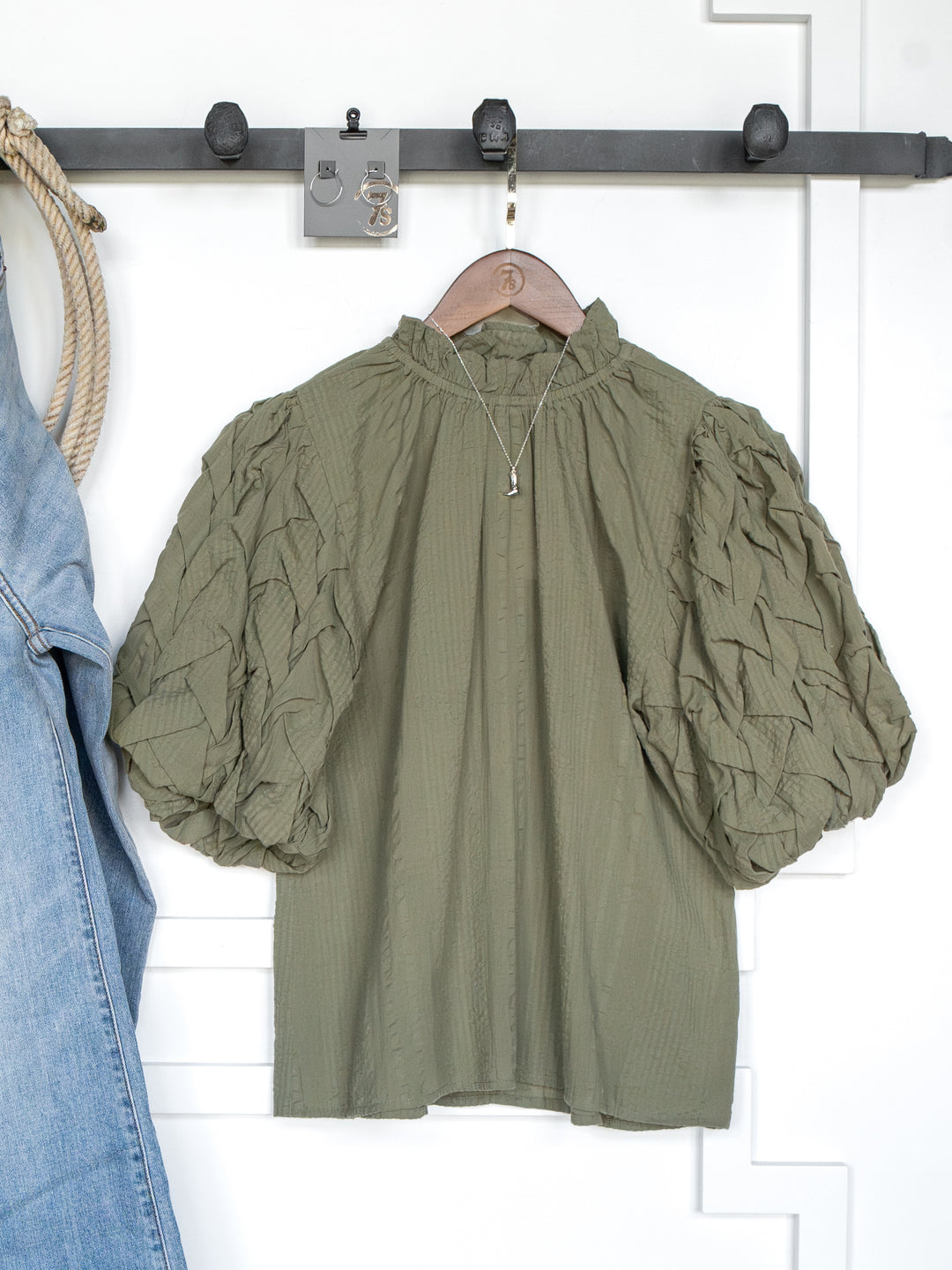 Kenawha Sage Puff Sleeve Top
