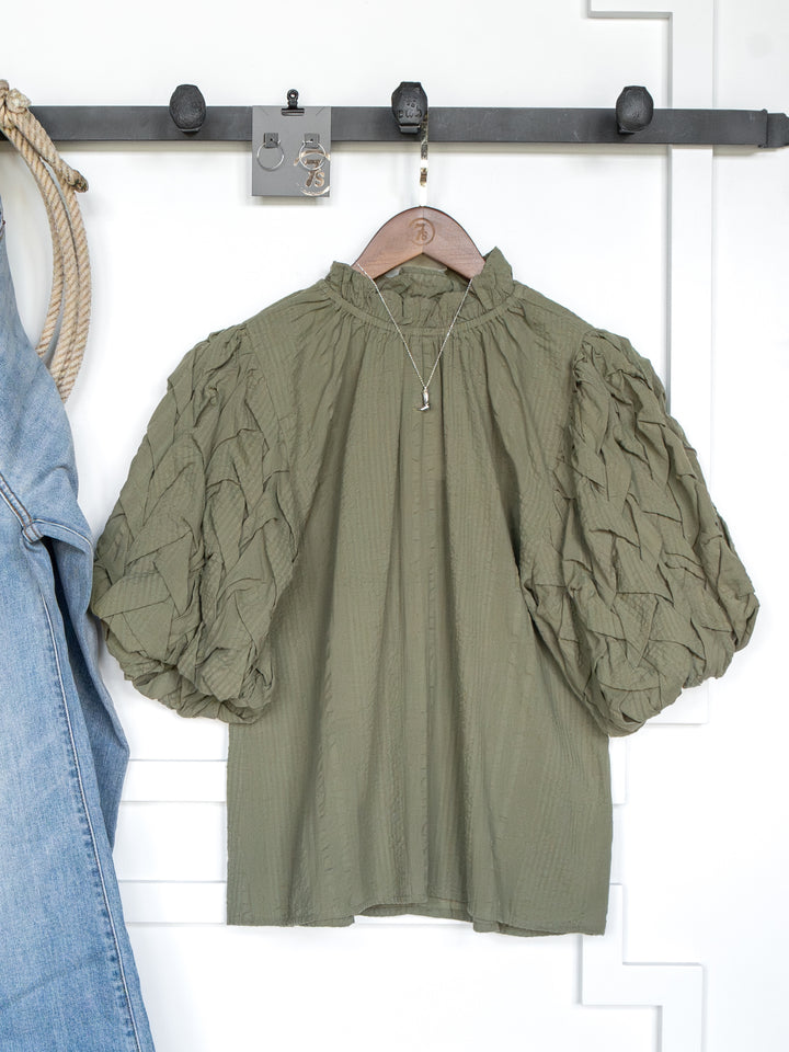 Kenawha Sage Puff Sleeve Top