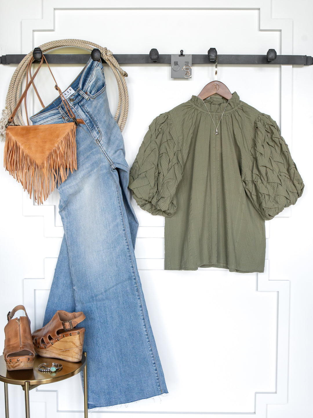 Kenawha Sage Puff Sleeve Top