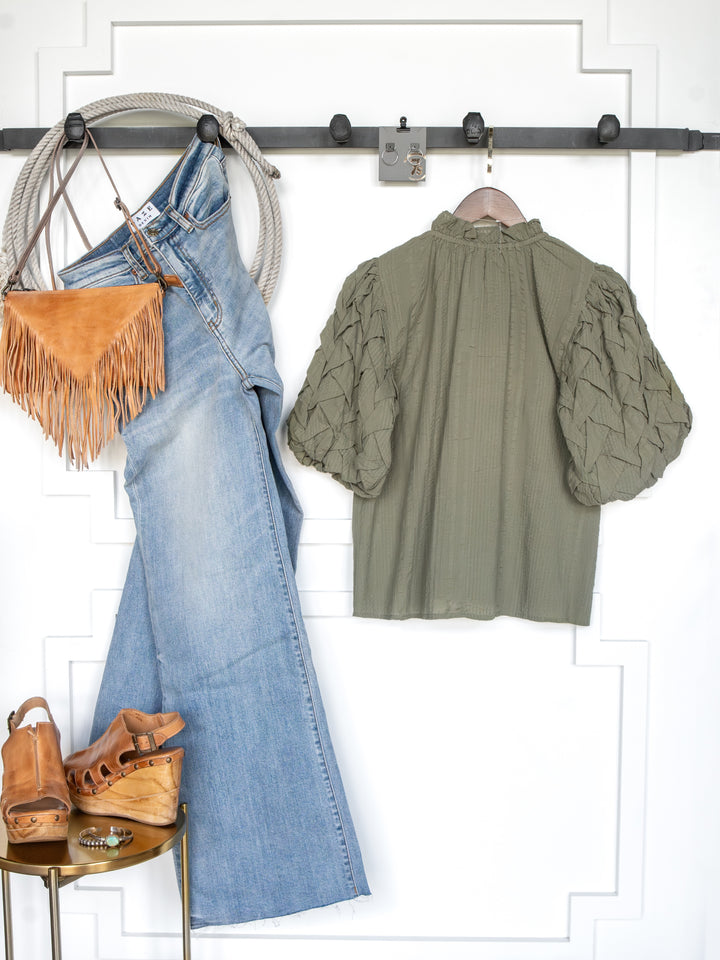 Kenawha Sage Puff Sleeve Top