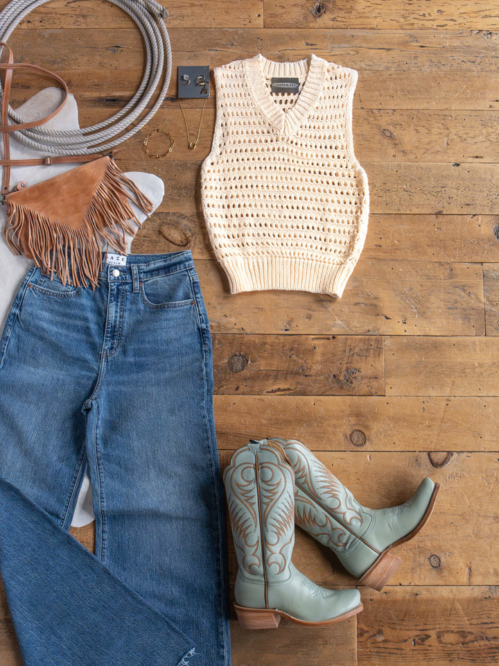 Anoka Cream Cable Knit Sleeveless Top