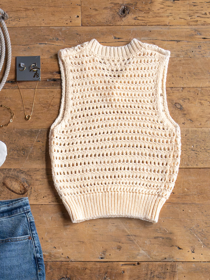 Anoka Cream Cable Knit Sleeveless Top