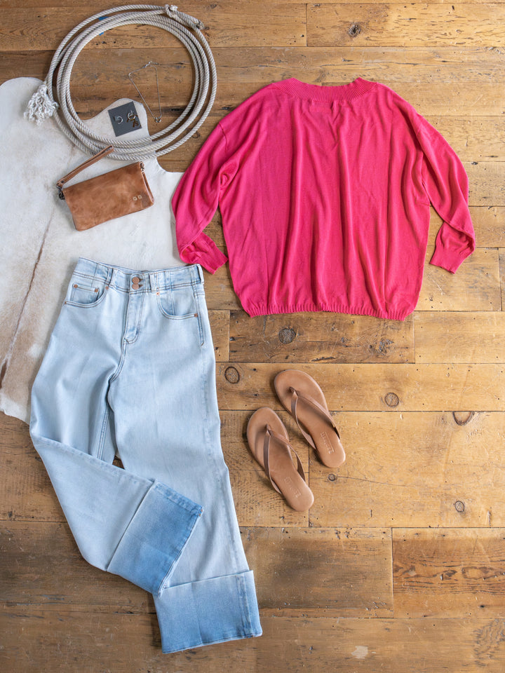Tallula Fuchsia Long Sleeve Modal Top