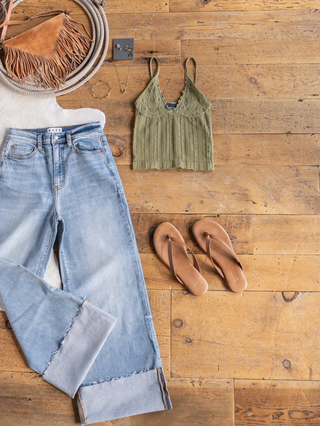 Tovey Olive Stretch Crop Tank