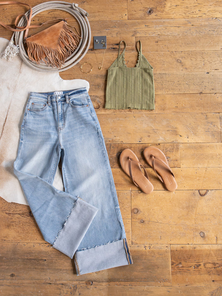 Tovey Olive Stretch Crop Tank