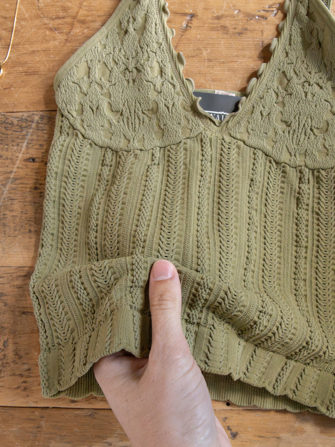 Tovey Olive Stretch Crop Tank