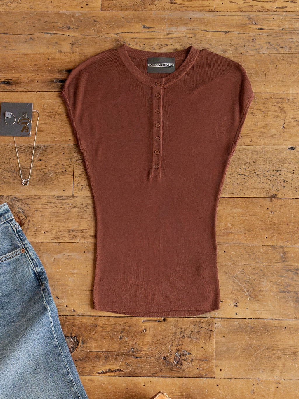 Adair Chestnut Cap Sleeve Top