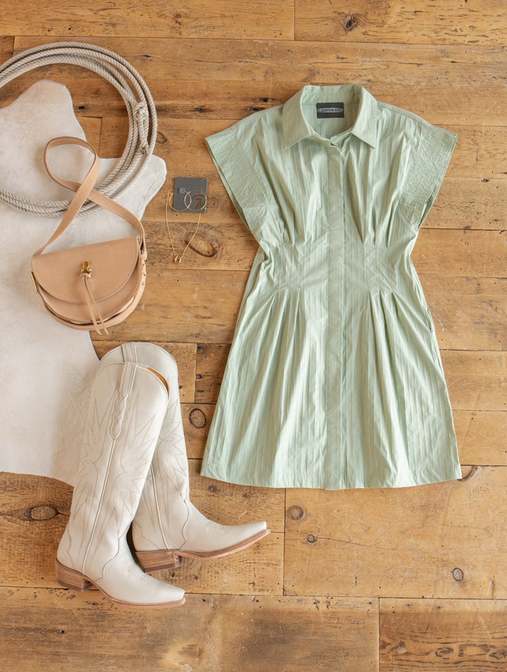 Elmira Sage Pinstripe Button Up Dress