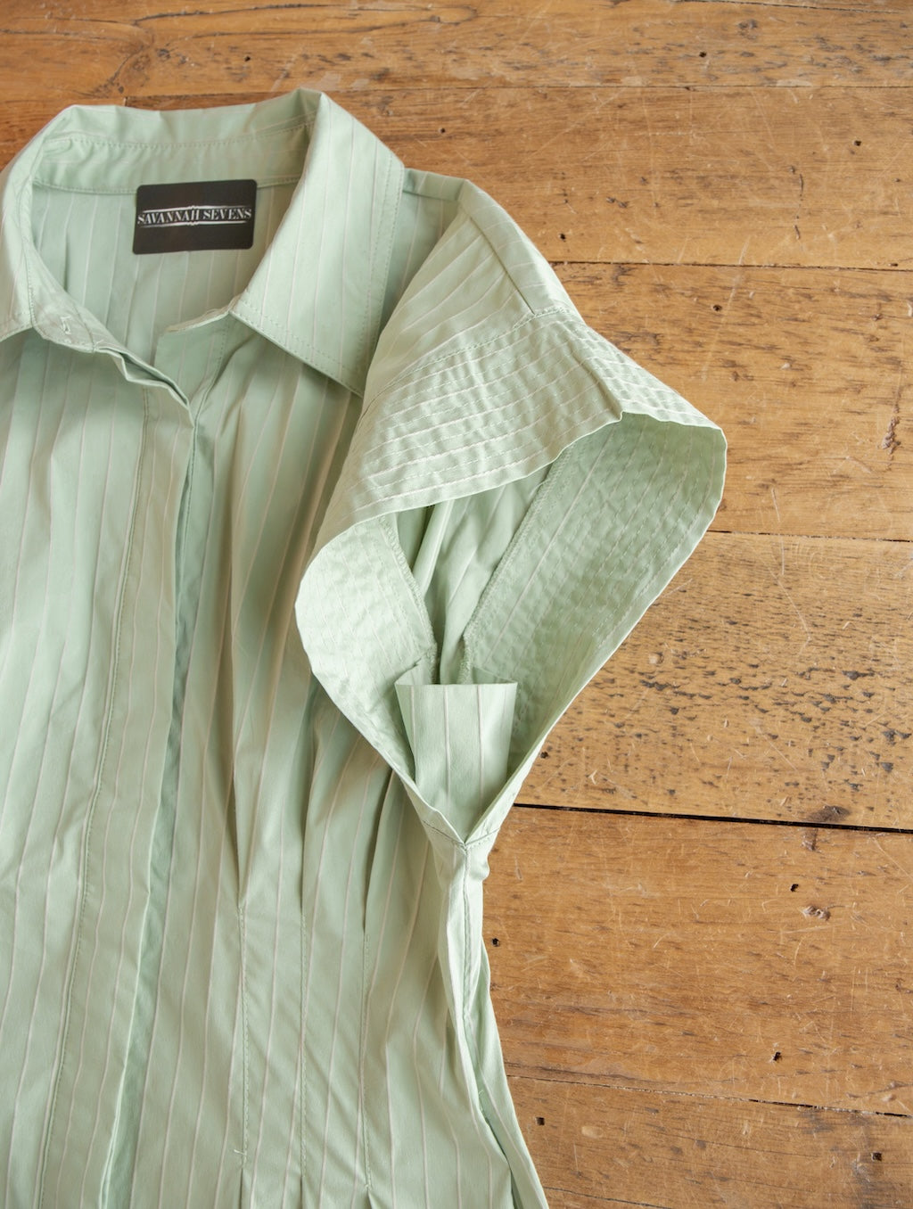 Elmira Sage Pinstripe Button Up Dress