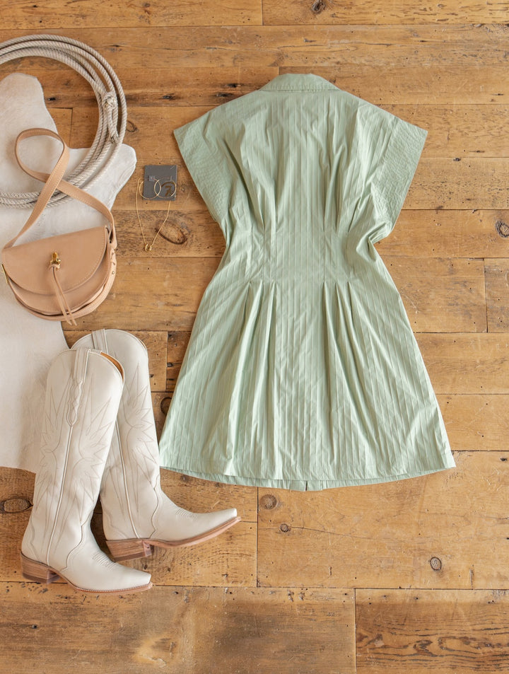 Elmira Sage Pinstripe Button Up Dress
