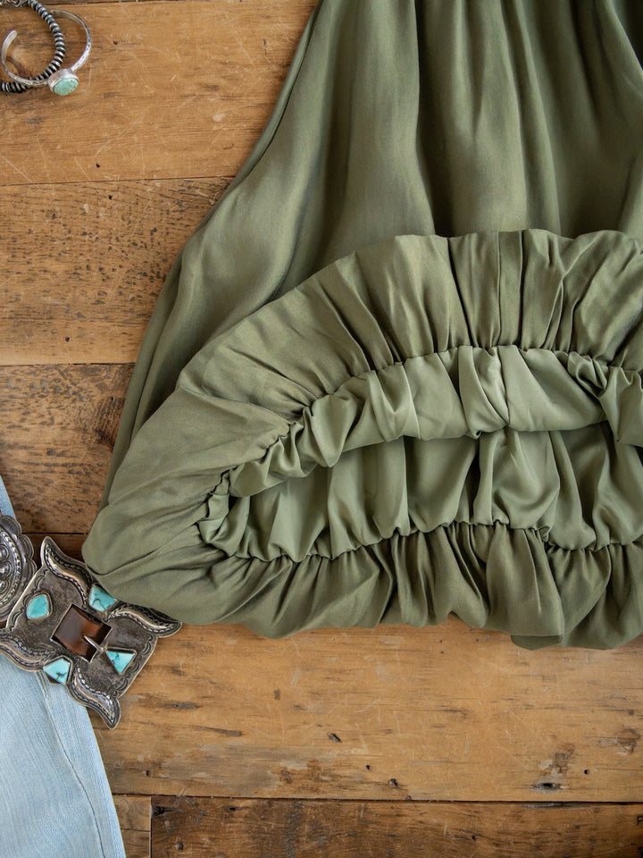 Duval Olive Bubble Hem Sleeveless Top