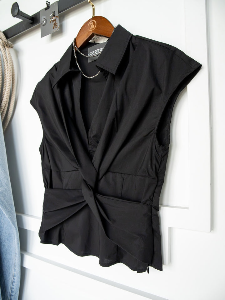 Valencia Black Twist Front Top