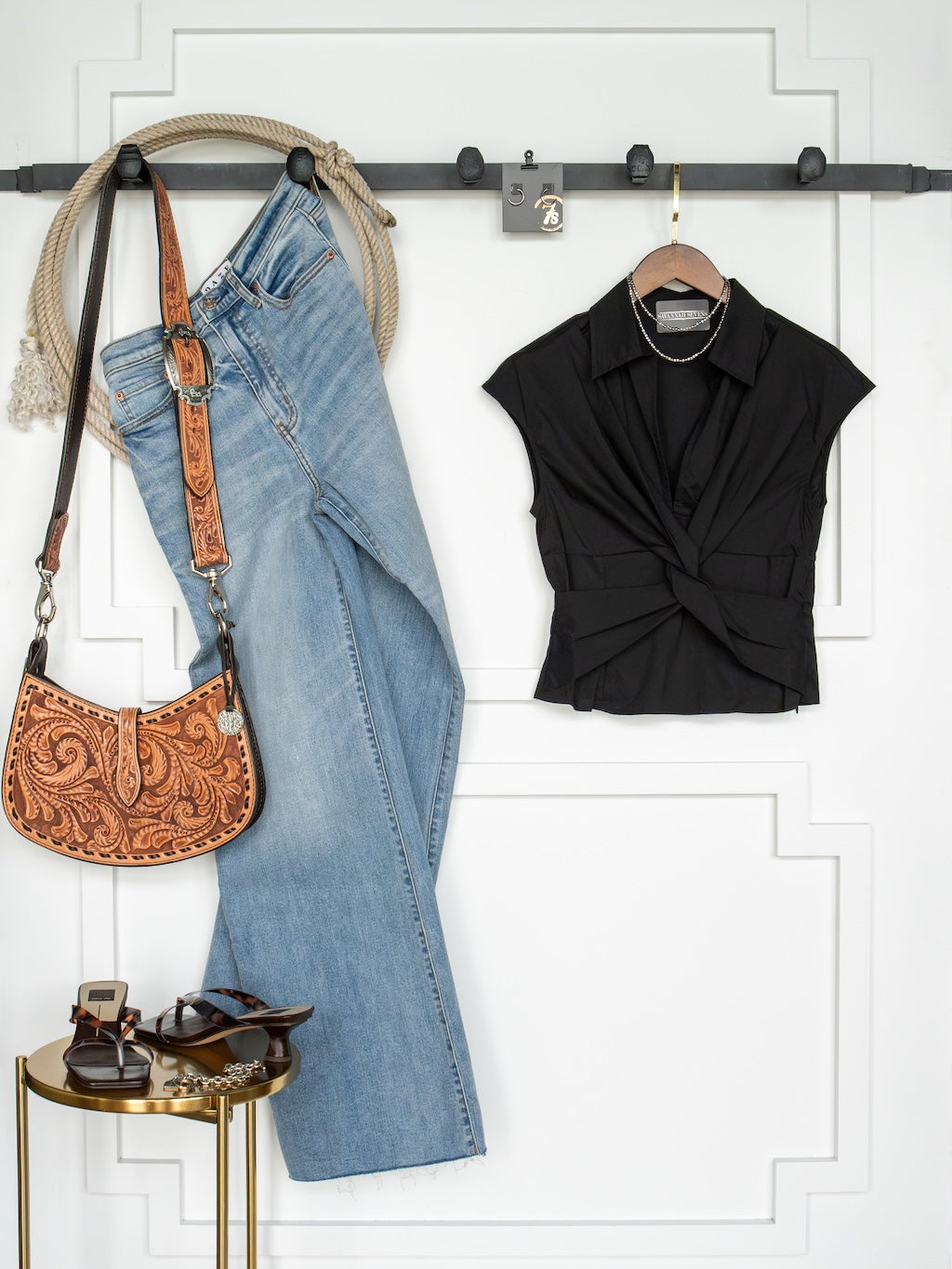 Valencia Black Twist Front Top