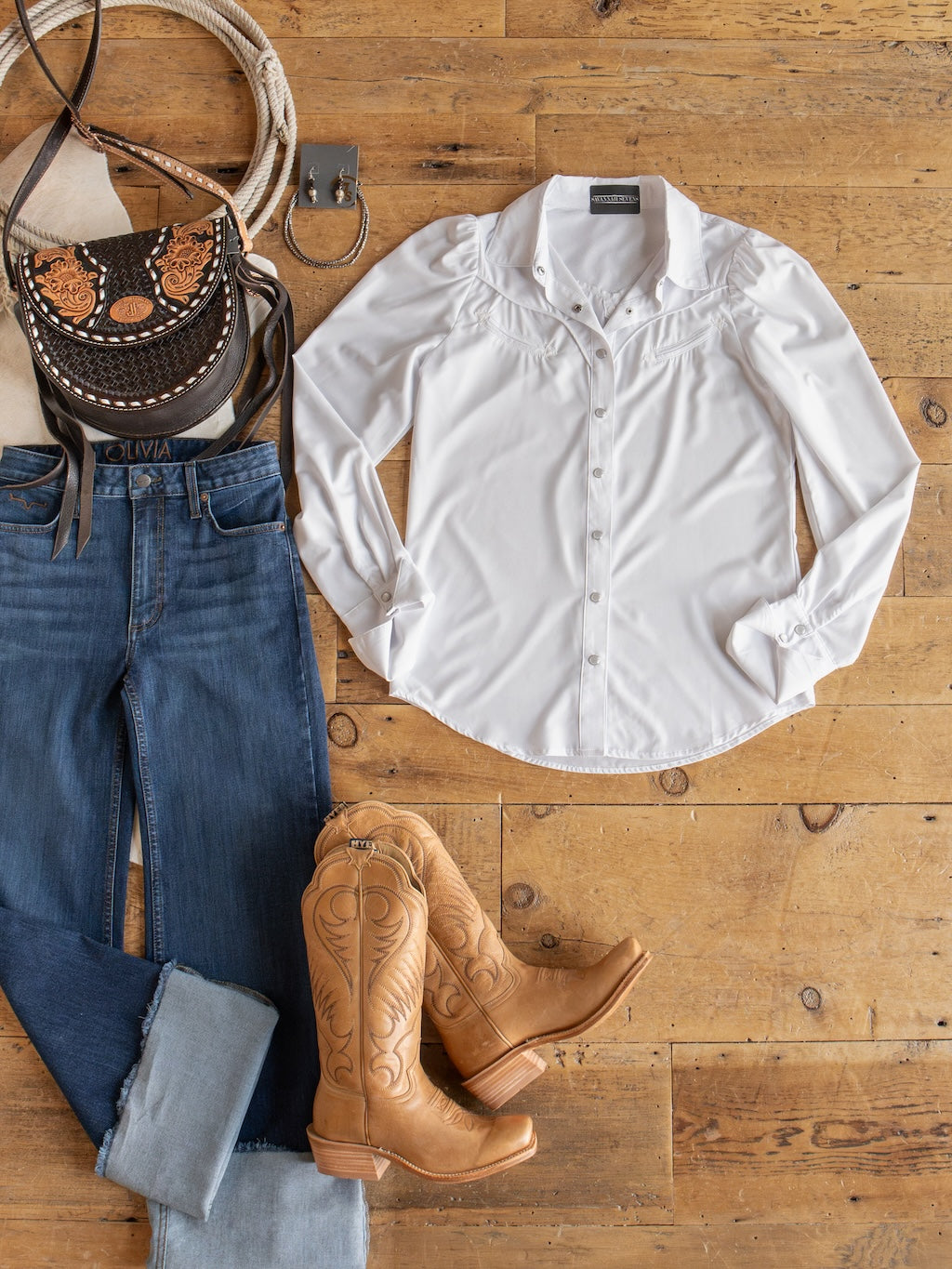 Belington White Retro Pearl Snap Top
