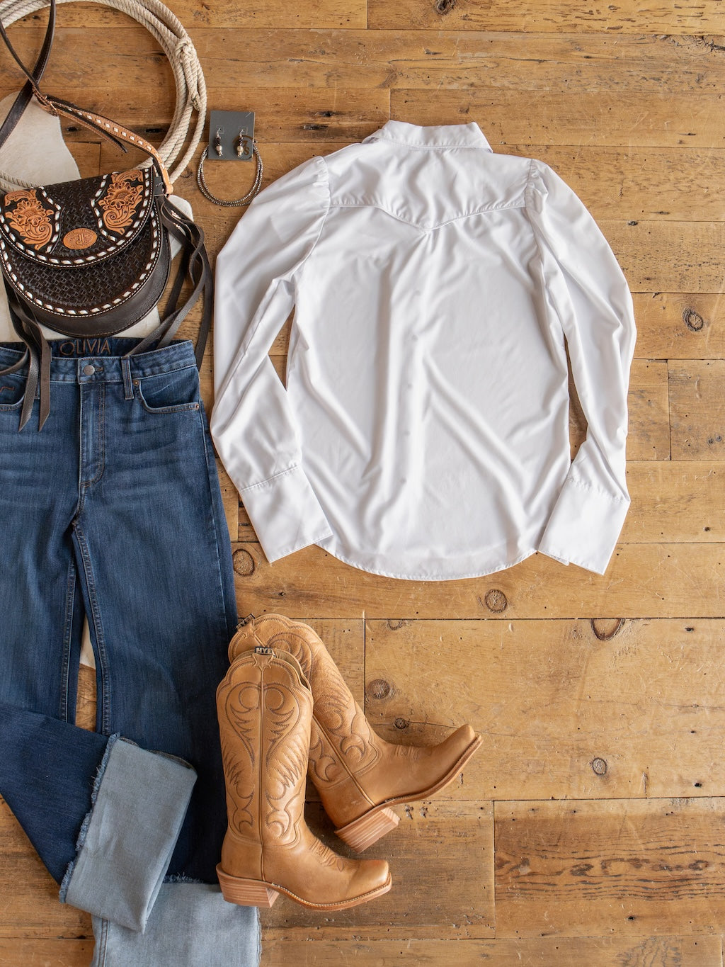 Belington White Retro Pearl Snap Top