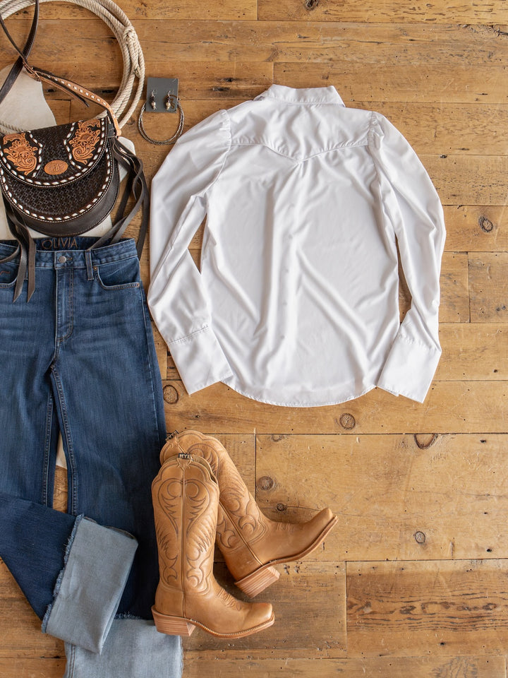 Belington White Retro Pearl Snap Top