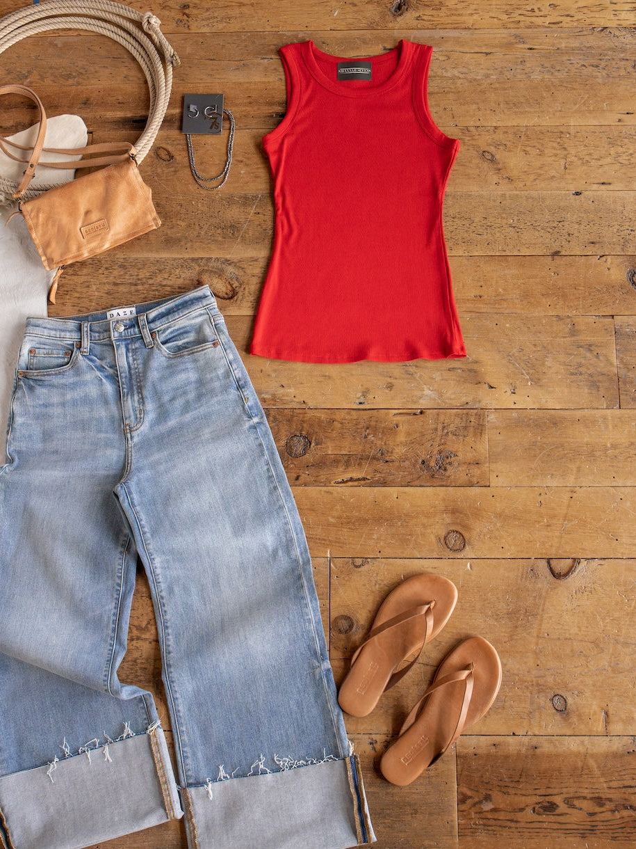 Utica Red Ribbed Basic Tank