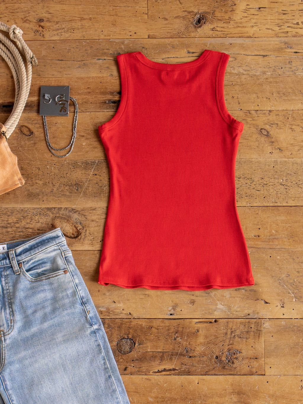 Utica Red Ribbed Basic Tank