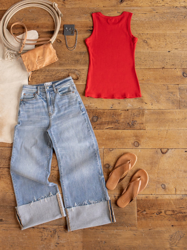 Utica Red Ribbed Basic Tank