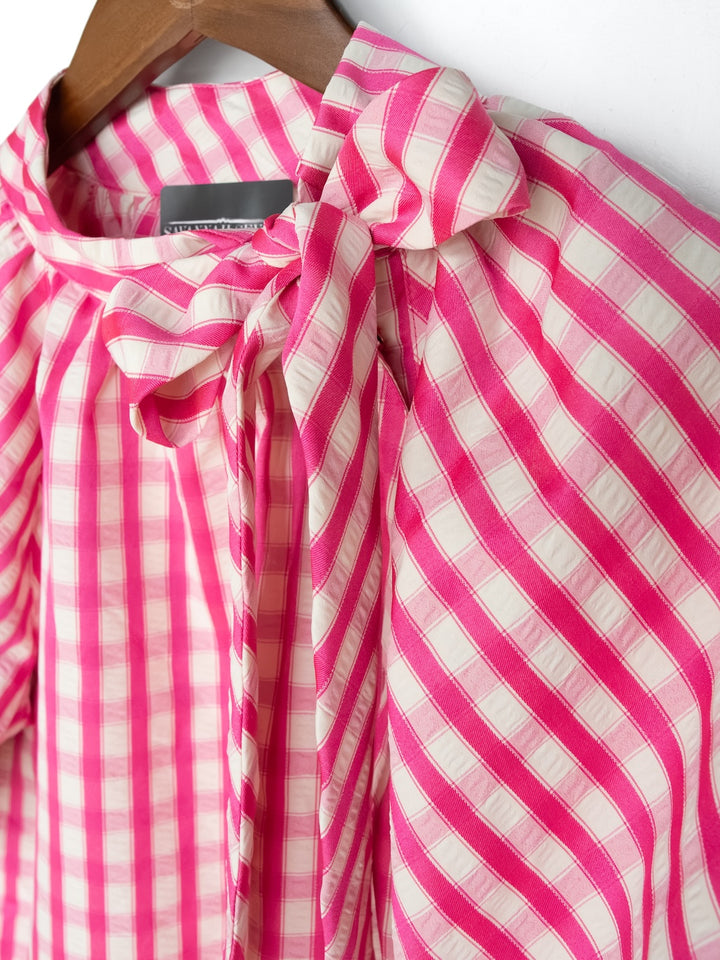 Madelia Pink Gingham Puff Sleeve Top